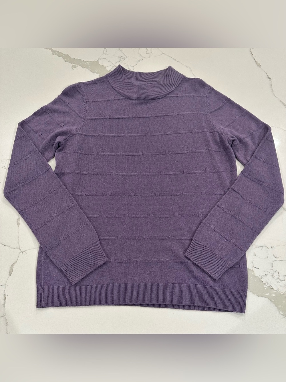 Maine New England Ultrasoft Knitwear Sweater Womens 12 Purple Textured Mock Neck
